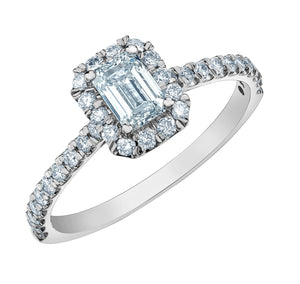 Emerald Cut Diamond Halo Ring .84ct - Fifth Avenue Jewellers