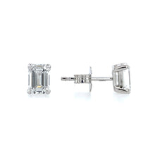 Load image into Gallery viewer, Emerald Cut Diamond Stud Earrings 1.00ct - Fifth Avenue Jewellers
