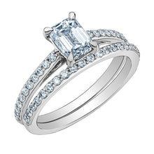 Load image into Gallery viewer, Emerald Cut Solitaire With Diamond Band 1.20ct - Fifth Avenue Jewellers
