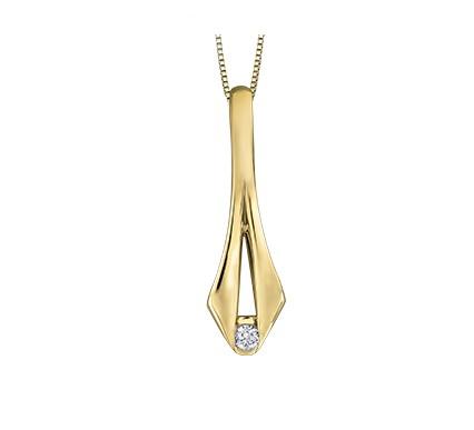 Floating Diamond In Yellow Gold Pendant Necklace - Fifth Avenue Jewellers