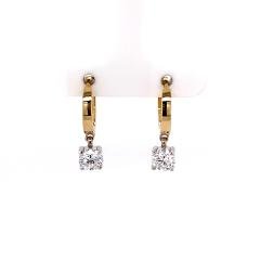 Gold Huggie Earrings With Diamond Drops - Fifth Avenue Jewellers