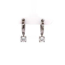 Load image into Gallery viewer, Gold Huggie Earrings With Diamond Drops - Fifth Avenue Jewellers
