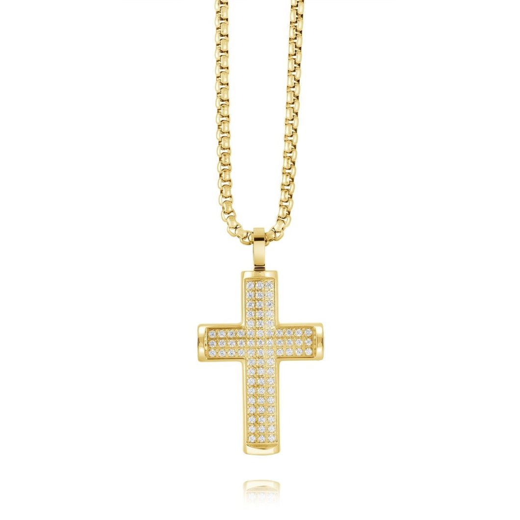 Gold Ion Plated Cross Necklace - Fifth Avenue Jewellers