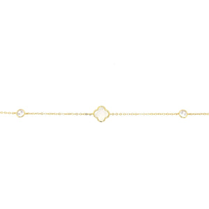 Gold Plated Clover Station Bracelet - Fifth Avenue Jewellers