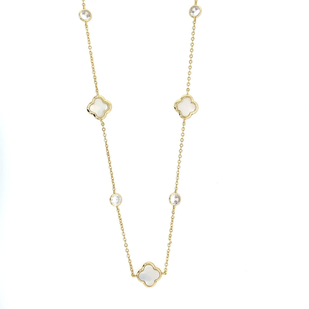 Gold Plated Clover Station Necklace - Fifth Avenue Jewellers