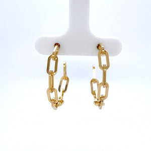 Gold Plated Paperclip Link Hoop Earrings - Fifth Avenue Jewellers