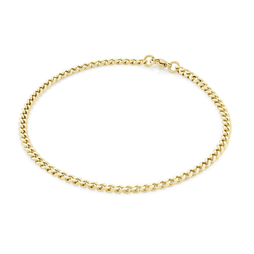 Gold Toned Steel Curb Link Ankle Bracelet - Fifth Avenue Jewellers