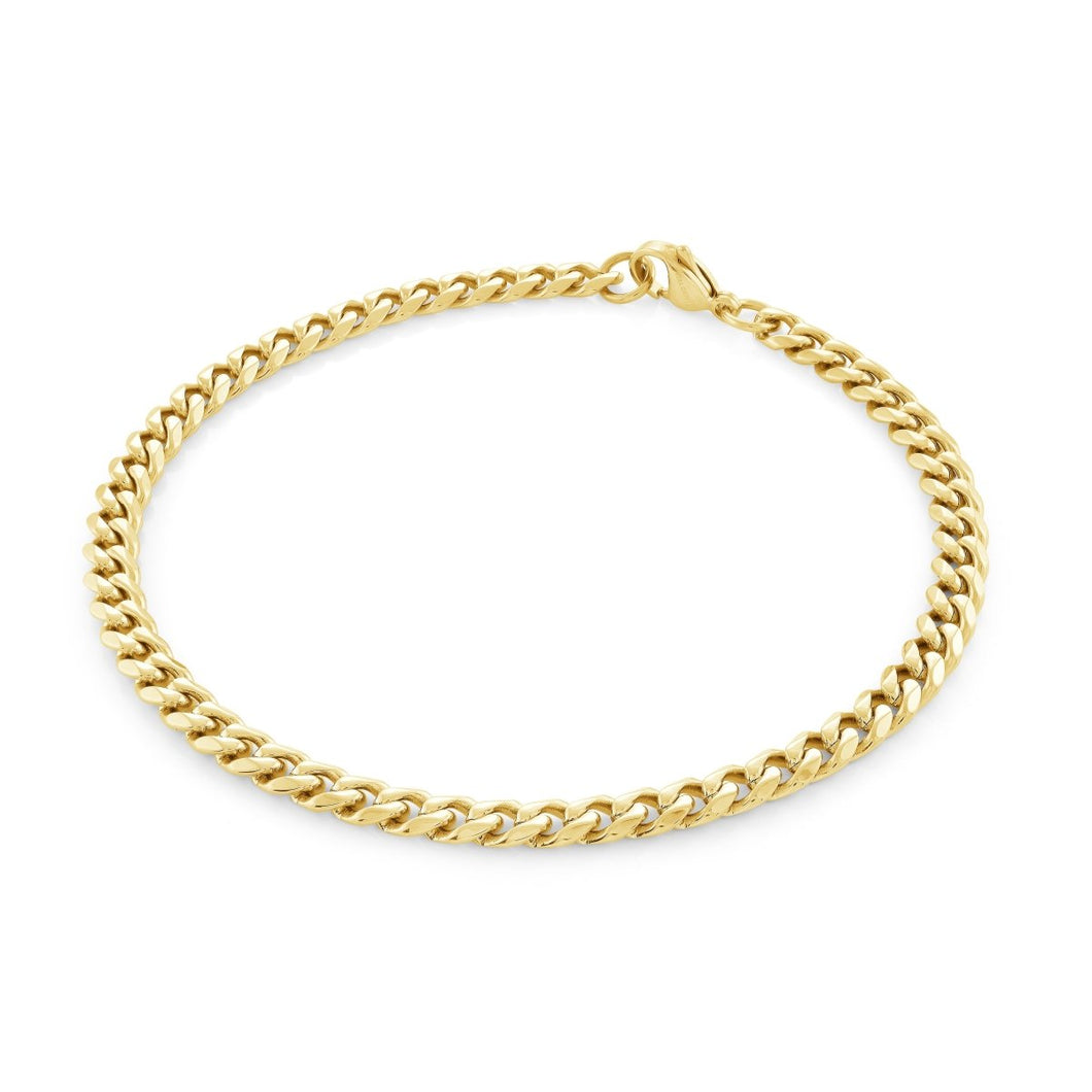 Gold Toned Steel Curb Link Bracelet - Fifth Avenue Jewellers