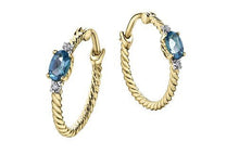Load image into Gallery viewer, Gold Twist Gemstone Hoop Earrings - Fifth Avenue Jewellers

