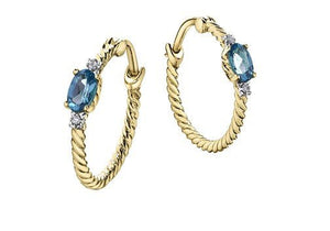 Gold Twist Gemstone Hoop Earrings - Fifth Avenue Jewellers