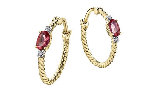 Gold Twist Gemstone Hoop Earrings - Fifth Avenue Jewellers