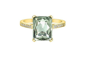 Green Amethyst Ring With Diamond Accents - Fifth Avenue Jewellers