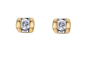 Half Bezel Diamond Stud Earrings - Fifth Avenue Jewellers