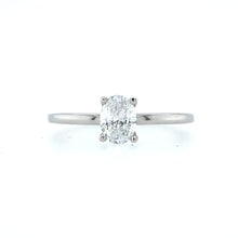 Load image into Gallery viewer, Half Carat Oval Diamond Solitaire Ring In White Gold - Fifth Avenue Jewellers
