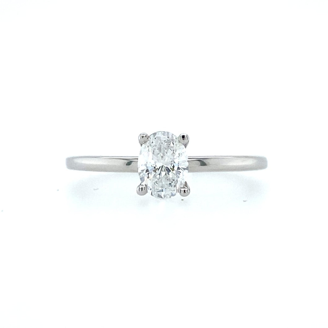Half Carat Oval Diamond Solitaire Ring In White Gold - Fifth Avenue Jewellers