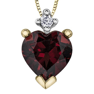 Heart Cut Garnet Necklace With Diamond Accent - Fifth Avenue Jewellers