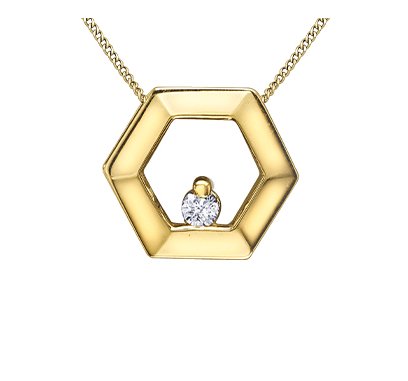 Hexagon Diamond Accented Pendant Necklace - Fifth Avenue Jewellers