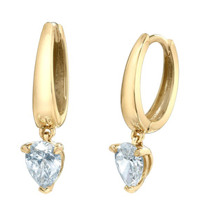 Huggie Earrings With Pear Diamond Drops - Fifth Avenue Jewellers