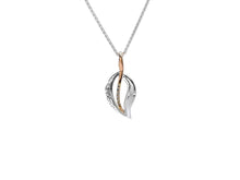 Load image into Gallery viewer, Keith Jack Sterling Silver and 10k Rose Gold White Sapphire Trinity Leaf Pendant - Fifth Avenue Jewellers

