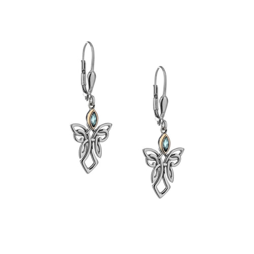 Keith Jack Sterling Silver and 10k yellow gold Sky Blue Topaz Guardian Angel Earrings - Fifth Avenue Jewellers