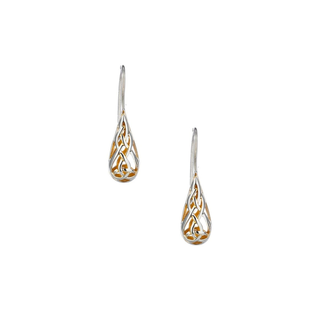 Keith Jack Sterling Silver and 22k Gilded Trinity Teardrop Hook Earrings - Fifth Avenue Jewellers