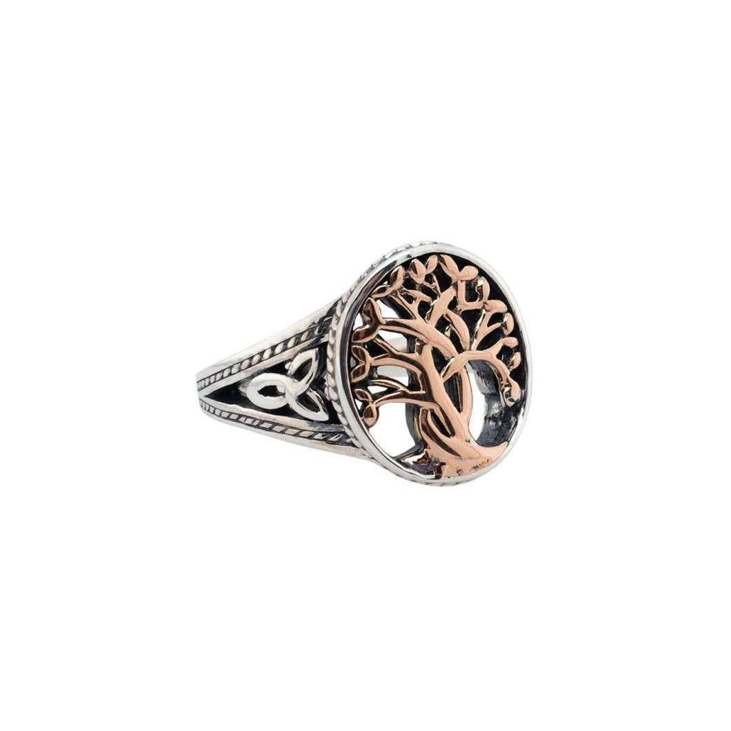 Keith Jack Sterling Silver And Rose Gold Tree Of Life Ring - Fifth Avenue Jewellers