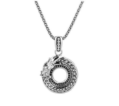 Keith Jack Sterling Silver Black Cubic Zirconia Dragon Beaded Pendant - Fifth Avenue Jewellers