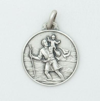 Large Round Silver St Christopher Medal - Fifth Avenue Jewellers