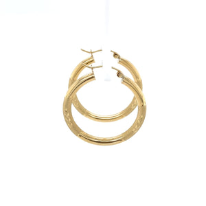 Leaf Engraved Gold Hoop Earrings - Fifth Avenue Jewellers