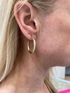 Leaf Engraved Gold Hoop Earrings - Fifth Avenue Jewellers