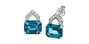London Blue Topaz & Diamond Earrings - Fifth Avenue Jewellers