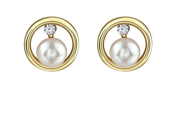 Maple Leaf Pearls & Diamonds Earrings - Fifth Avenue Jewellers