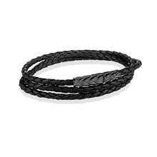 Load image into Gallery viewer, Mens Black Leather Wrap Bracelet - Fifth Avenue Jewellers
