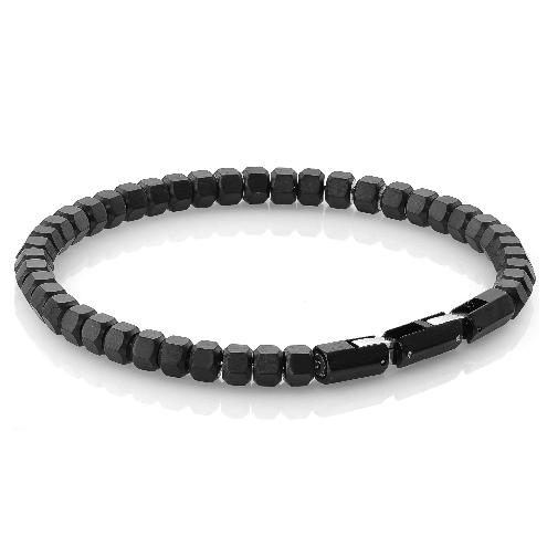 Mens Black Plated Bead Bracelet SMB289 - Fifth Avenue Jewellers