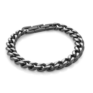 Mens Black Stainless Steel Curb Bracelet - Fifth Avenue Jewellers