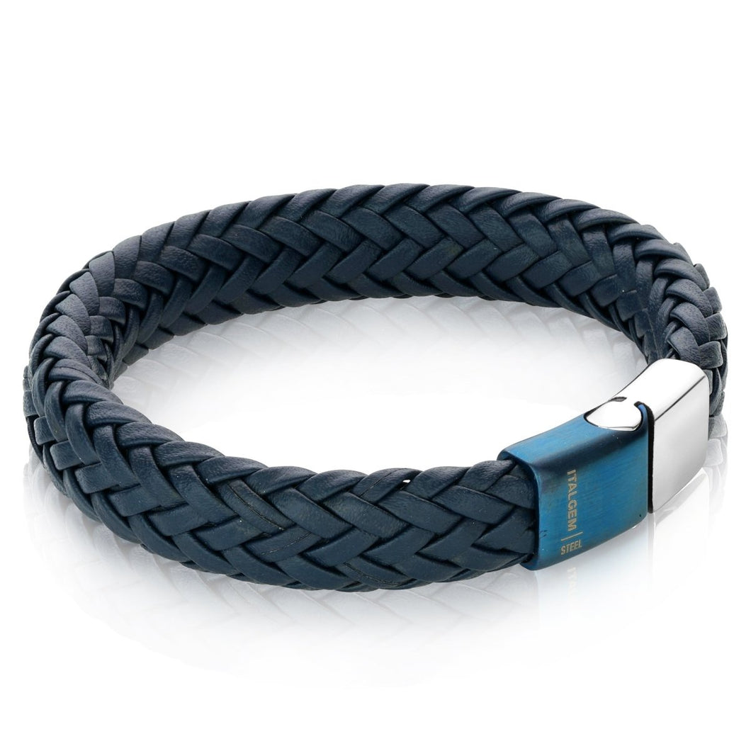 Mens Blue Leather Bracelet - Fifth Avenue Jewellers