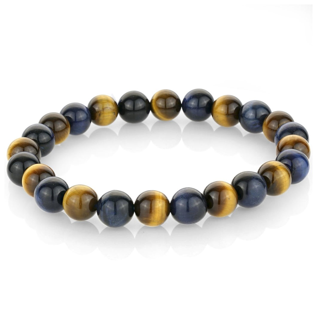 Mens Blue & Yellow Tiger Eye Bracelet BB-126 - Fifth Avenue Jewellers
