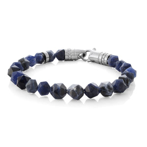 Mens Faceted Sodalite Bead Bracelet BB-240 - Fifth Avenue Jewellers