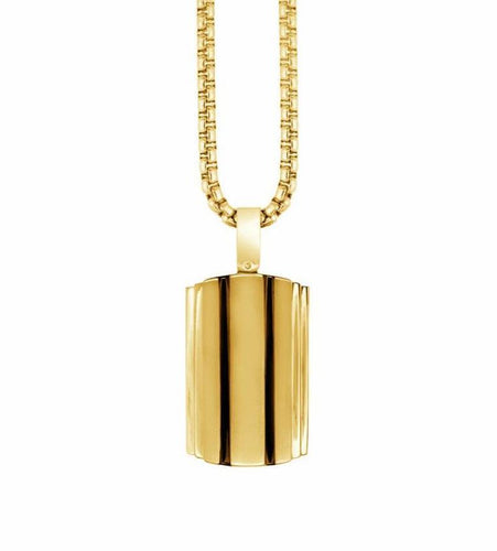Mens Gold And Black Dogtag Necklace SP256 - Fifth Avenue Jewellers