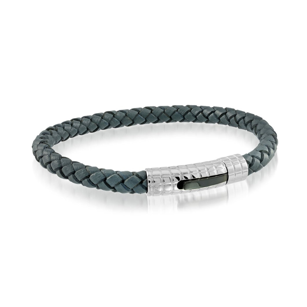 Men's Grey Leather Bracelet - Fifth Avenue Jewellers