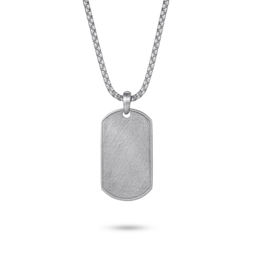 Mens Ice-Design Surface Dog Tag Necklace - Fifth Avenue Jewellers
