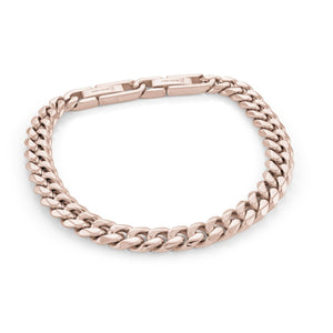 Mens Rose Stainless Steel Curb Link Bracelet - Fifth Avenue Jewellers