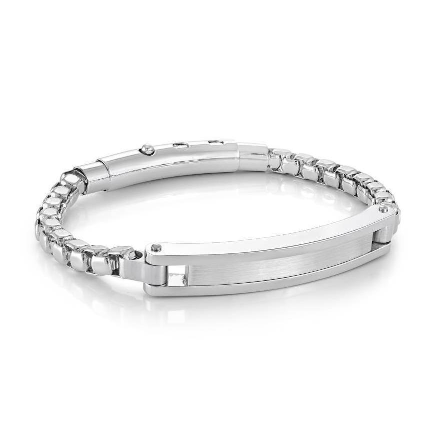 Mens Round Box Link ID Bracelet SMB410 - Fifth Avenue Jewellers