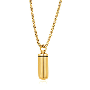 Mens Stainless Steel Cylinder Pendant Necklace - Fifth Avenue Jewellers