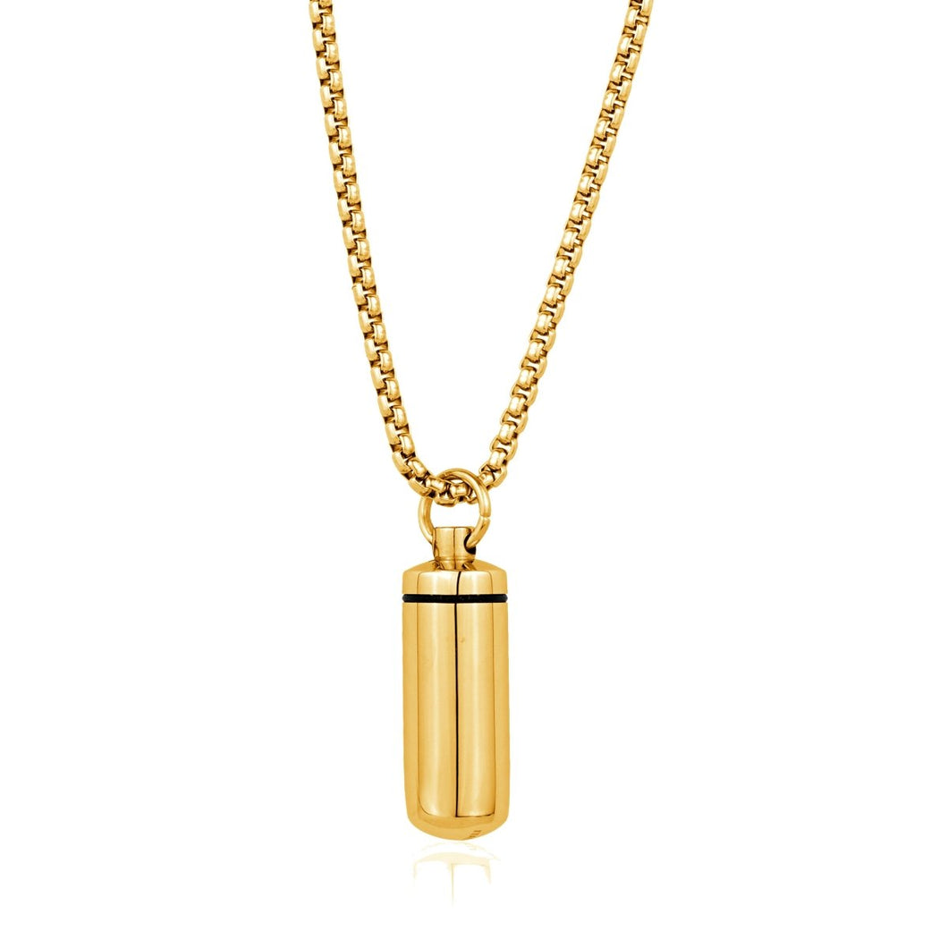 Mens Stainless Steel Cylinder Pendant Necklace - Fifth Avenue Jewellers