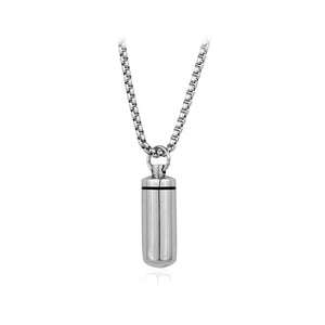 Mens Stainless Steel Cylinder Pendant Necklace SU-9 - Fifth Avenue Jewellers