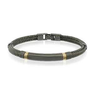 Black leather bracelet with matte black clasp 