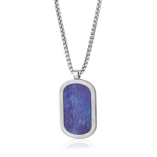 Mens Steel & Heated Titanium Dogtag Necklace SP160 - Fifth Avenue Jewellers