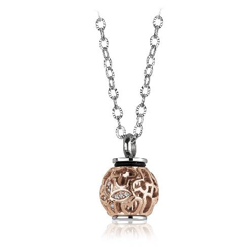Mens Steel & Rose Plated Urn Pendant Necklace SU-1 - Fifth Avenue Jewellers