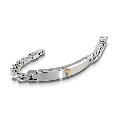 Mens Steel Two Tone Medic Alert Bracelet SMAB11 - Fifth Avenue Jewellers